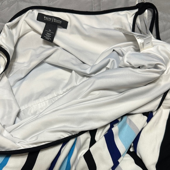Sz M White House Black Market Blue and Black Striped Stretch Maxi Dress - Picture 6 of 8